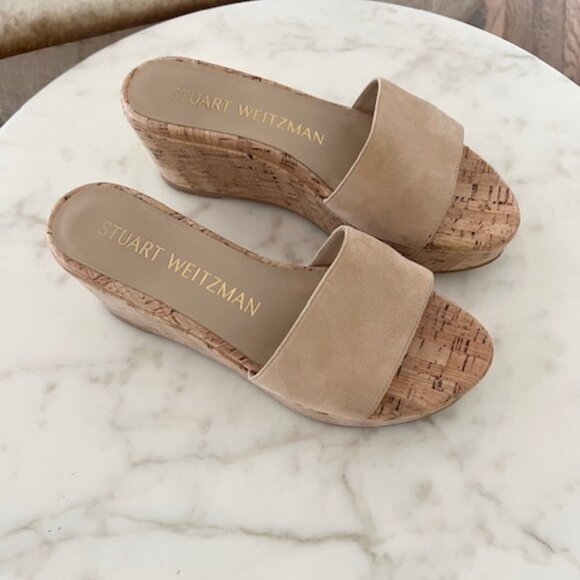 Stuart Weitzman Platform Wedge Espadrilles, Nude, Size 6.5 (7) - Picture 3 of 6